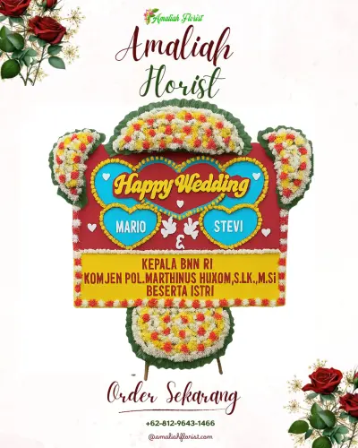 Karangan Papan Bunga Pernikahan di Karang Joang